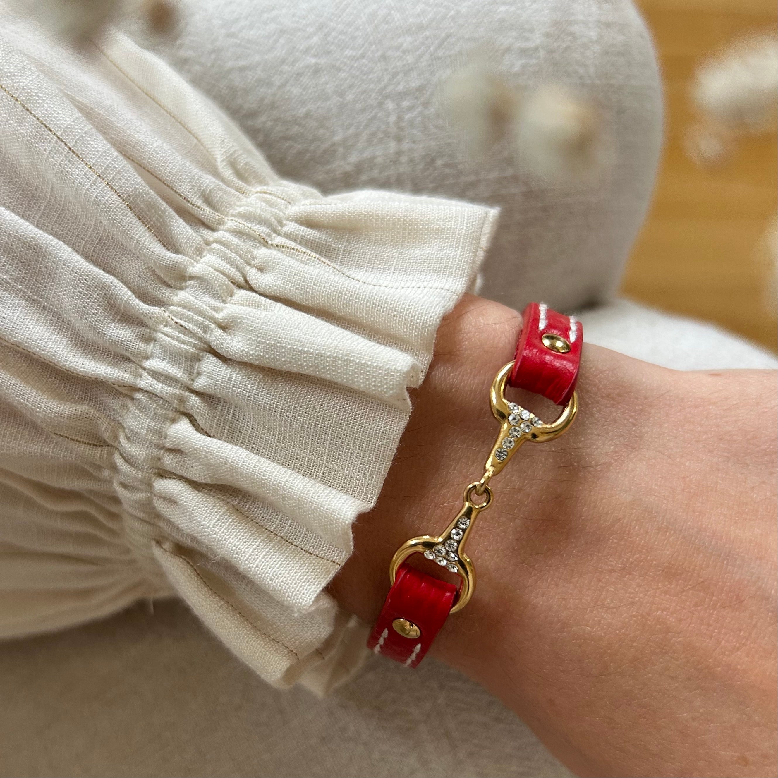 bracelet fano strass rouge doré