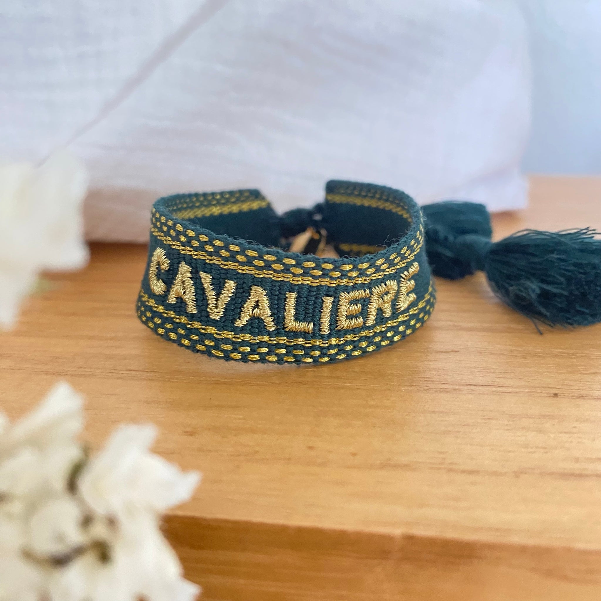 Bracelet Cavalière vert sapin posé
