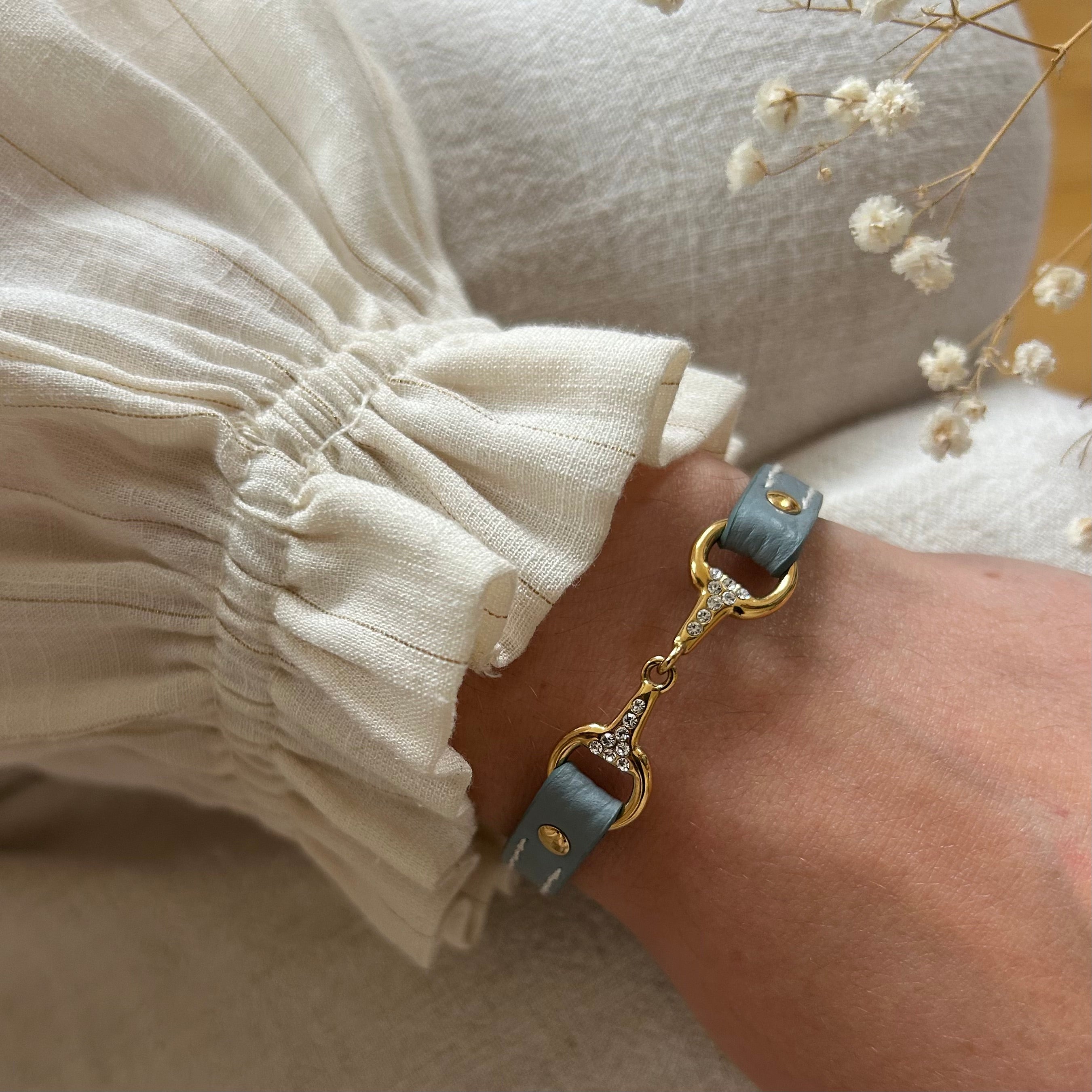 bracelet fano strass bleu ciel