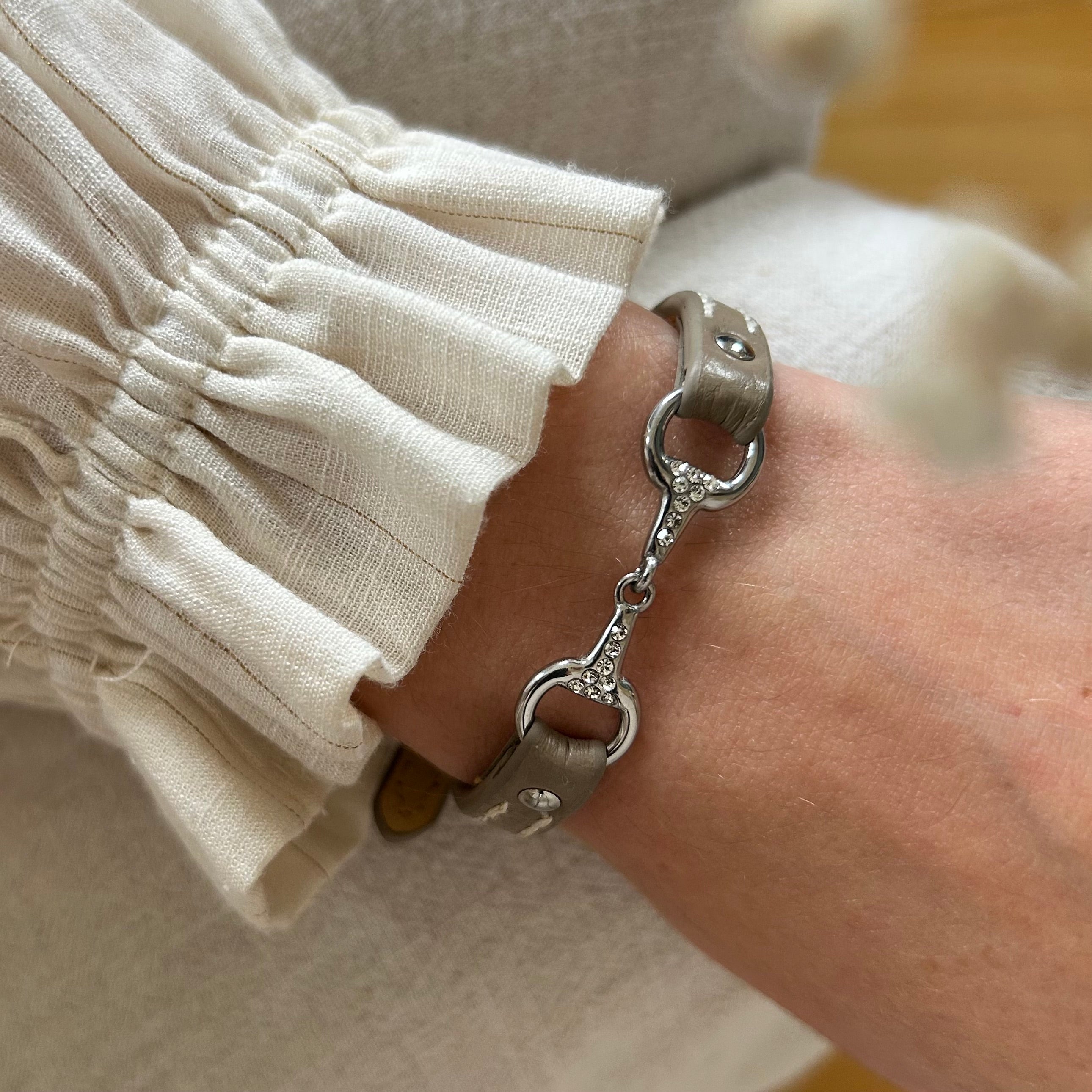 bracelet fano strass acier beige
