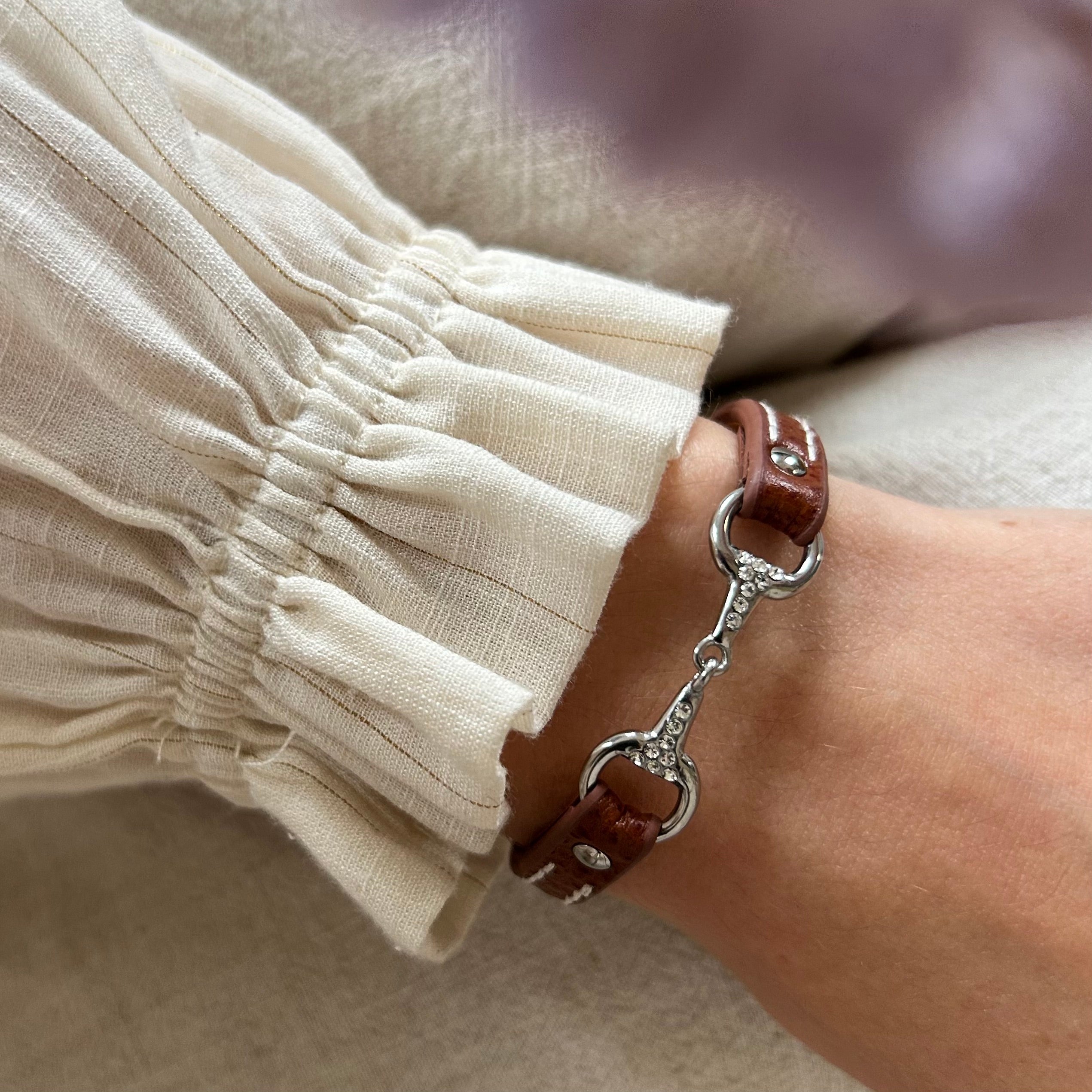 bracelet fano strass acier marron