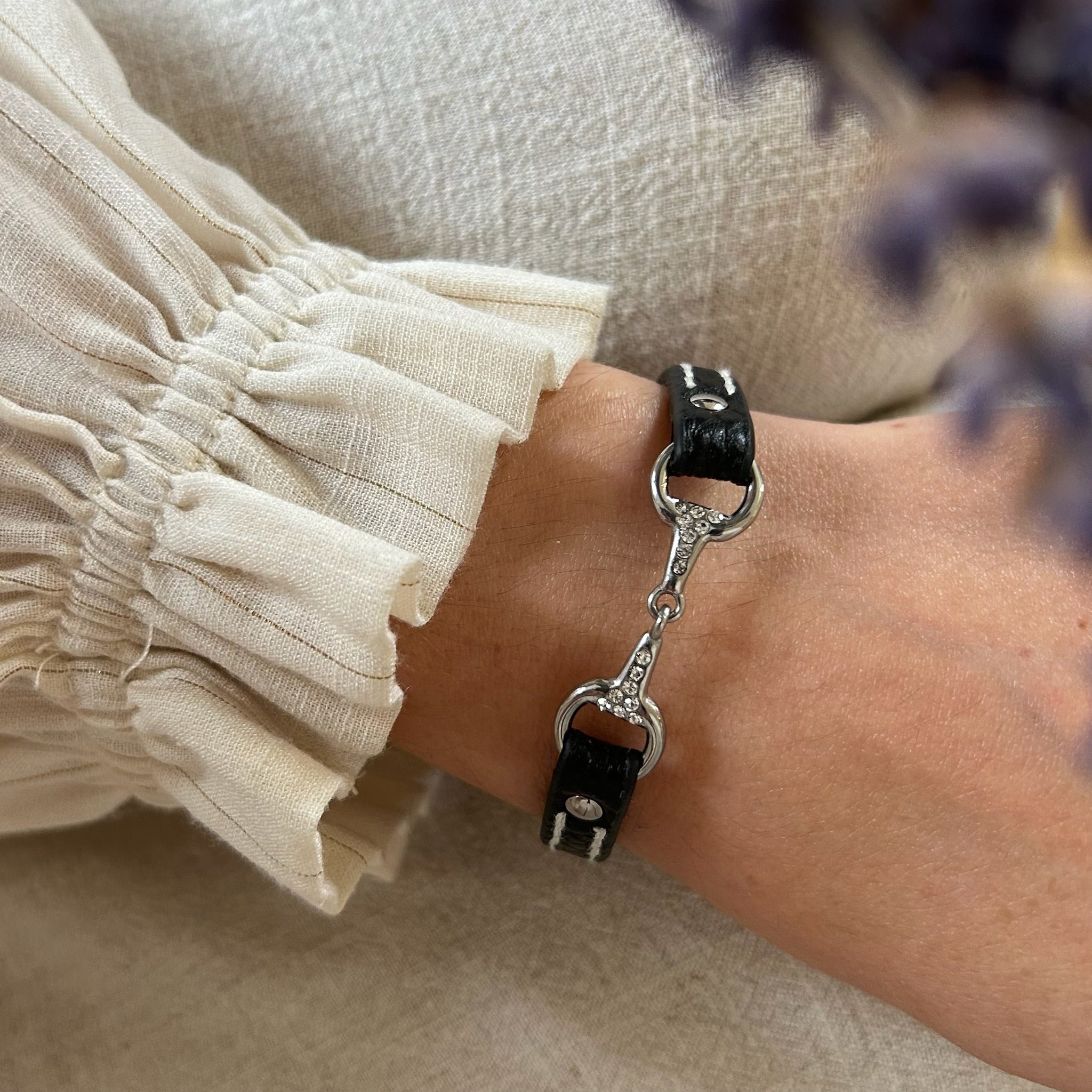 bracelet fano strass noir acier