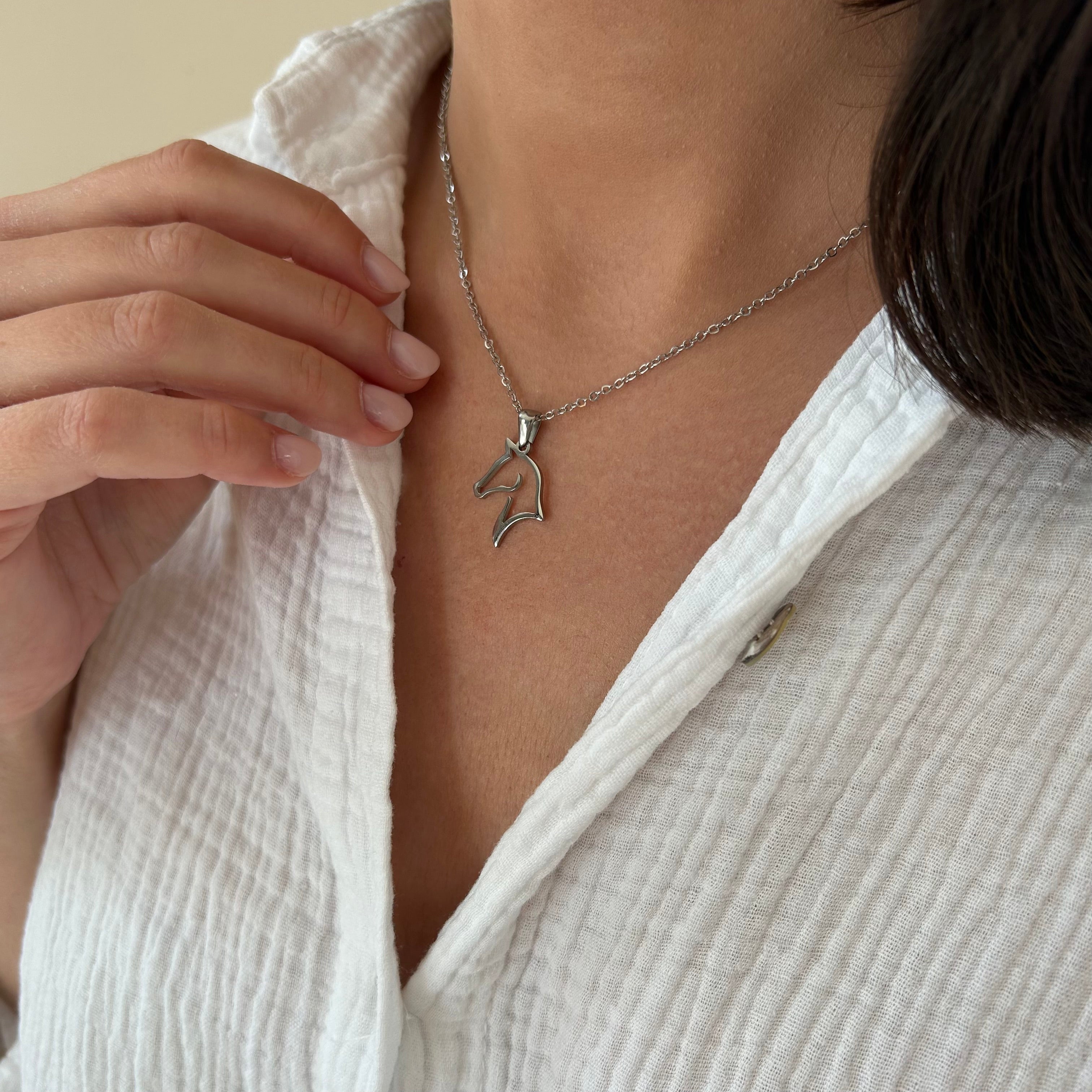 Collana con testa di cavallo in acciaio inossidabile Horsy